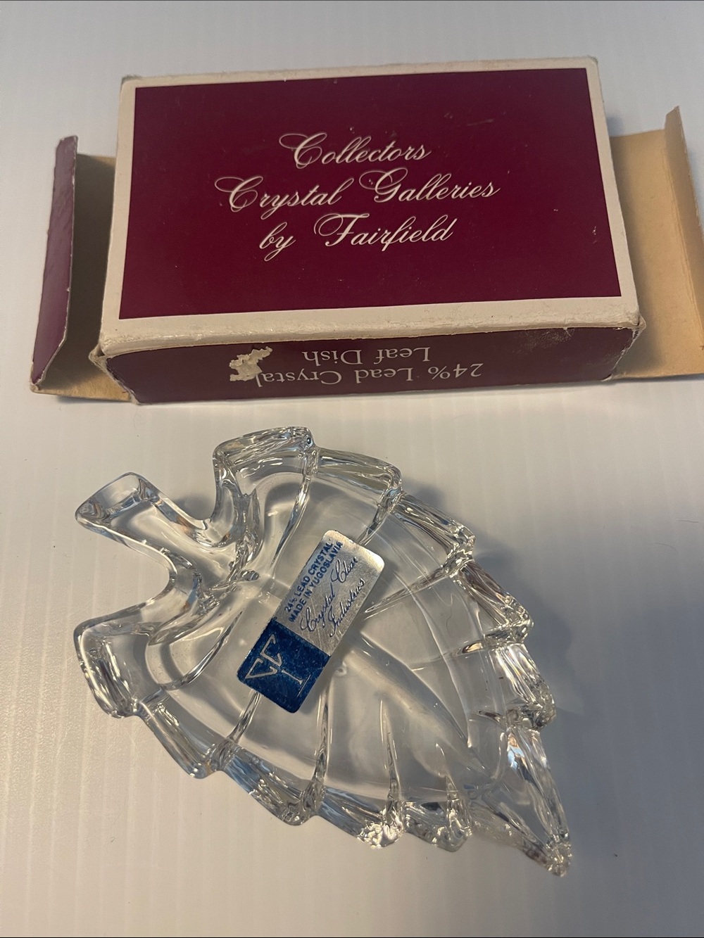 Lead crystal leaf dish